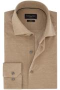 Katoenen Cavallaro overhemd slim fit beige