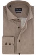 Cavallaro slim fit overhemd beige geprint katoen