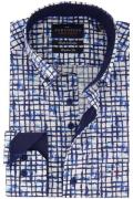 Portofino overhemd blauw Regular Fit katoen print