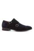 Floris van Bommel nette schoenen donkerblauw effen leer suede met gesp