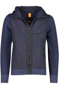 Hugo Boss vest donkerblauw uni merinowol opstaande kraag met rits