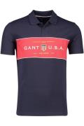 Gant polo donkerblauw geprint katoen normale fit