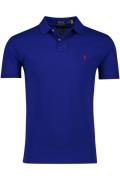 Polo Ralph Lauren polo slim fit donkerblauw effen katoen rood logo