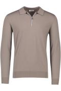 Lichtbruine Thomas Maine trui half zip merinowol