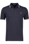 Fred Perry polo normale fit donkerblauw effen katoen met witte en brui...