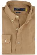 Polo Ralph Lauren casual overhemd Slim Fit beige effen 100% linnen