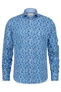 Katoenen overhemd A Fish Named Fred blauw geprint slim fit