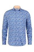 A Fish Named Fred slim fit blauw geprint casual overhemd katoen
