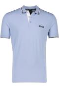 Hugo Boss regular fit polo blauw katoen 3-knoops stretch paddy