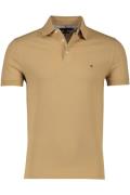 Katoenen Tommy Hilfiger polo korte mouw slim fit bruin 3-knoops