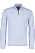 Half zip Hugo Boss trui Ever-X QZ lichtblauw katoen