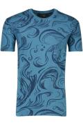 Ronde hals Superdry t-shirt blauw korte mouw geprint katoen