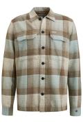 Cast Iron casual overshirt slim fit beige met ruiten katoen