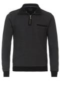 Katoenen Casa Moda trui grijs gemêleerd half zip