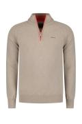 katoenen New Zealand sweater half zip beige