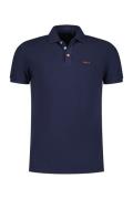 katoenen New Zealand polo normale fit effen donkerblauw