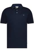 Donkerblauw poloshirt State of Art wijde fit effen katoen