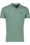 katoenen slim fit Superdry polo groen gemêleerd