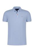 katoenen New Zealand polo normale fit blauw effen