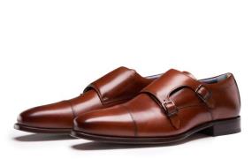 PERLIE Comfortabele Cognac Gespschoenen