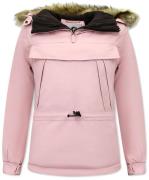 Matogla Anorak winterjas met bontkraag pink