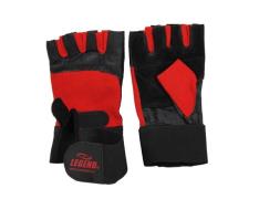 Legend Sports Fitness handschoenen leder heren/dames zwart-rood leer