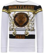 Montfleuri Sweater met print leeuw strass