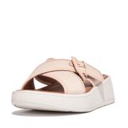 FitFlop F-mode buckle canvas flatform cross slides