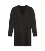 Refined Department Mira ladeis knitted lurex rib puff shoulder dress d...