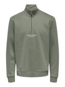 Only & Sons Onscurated reg half zip sweat olijf