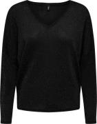 Only Onlisabel l/s v-neck shine top jrs black/black gli