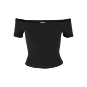 Urban Classics Dames geribbelde organic off shoulder top