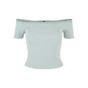 Urban Classics Dames geribbelde organic off shoulder top