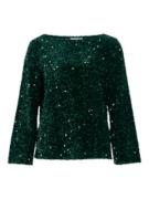 Vila vifaith boat neck l/s sequin top/vo 14102266 pineneedle