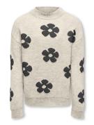 Only Kognaja ls flower pullover ecru dessin