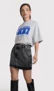 Alix The Label Asymetric denim mini skirt