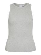 Vila visola s/l tank top noos 14101757 light grey melange