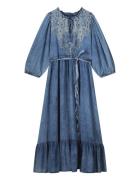 Summum Long dress cotton indigo sateen 5s1597-11631