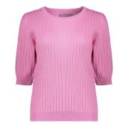 Geisha Pullover rib short sleeves lurex pink
