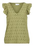 Vila Viamalina v-neck cs toppb olijf