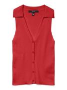 Vero Moda vmwillow sl v-neck polo top 10330770 fiery red