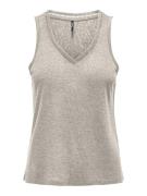 Only onlpenny s/l v-neck top jrs noos 15320076 silver lining