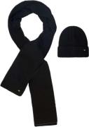 No Excess Beenie + scarf rib knit set black