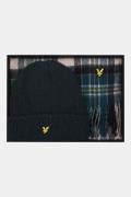 Lyle and Scott Lambswool bliend checked beanie&scarf gift set