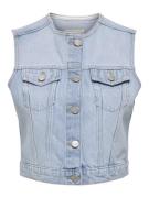 Only Onlfeliz dnm waistcoat round collar tai blue denim